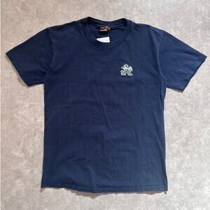 90s Vintage Notre Dame Minimalist Embroidered Navy T Shirt Size M